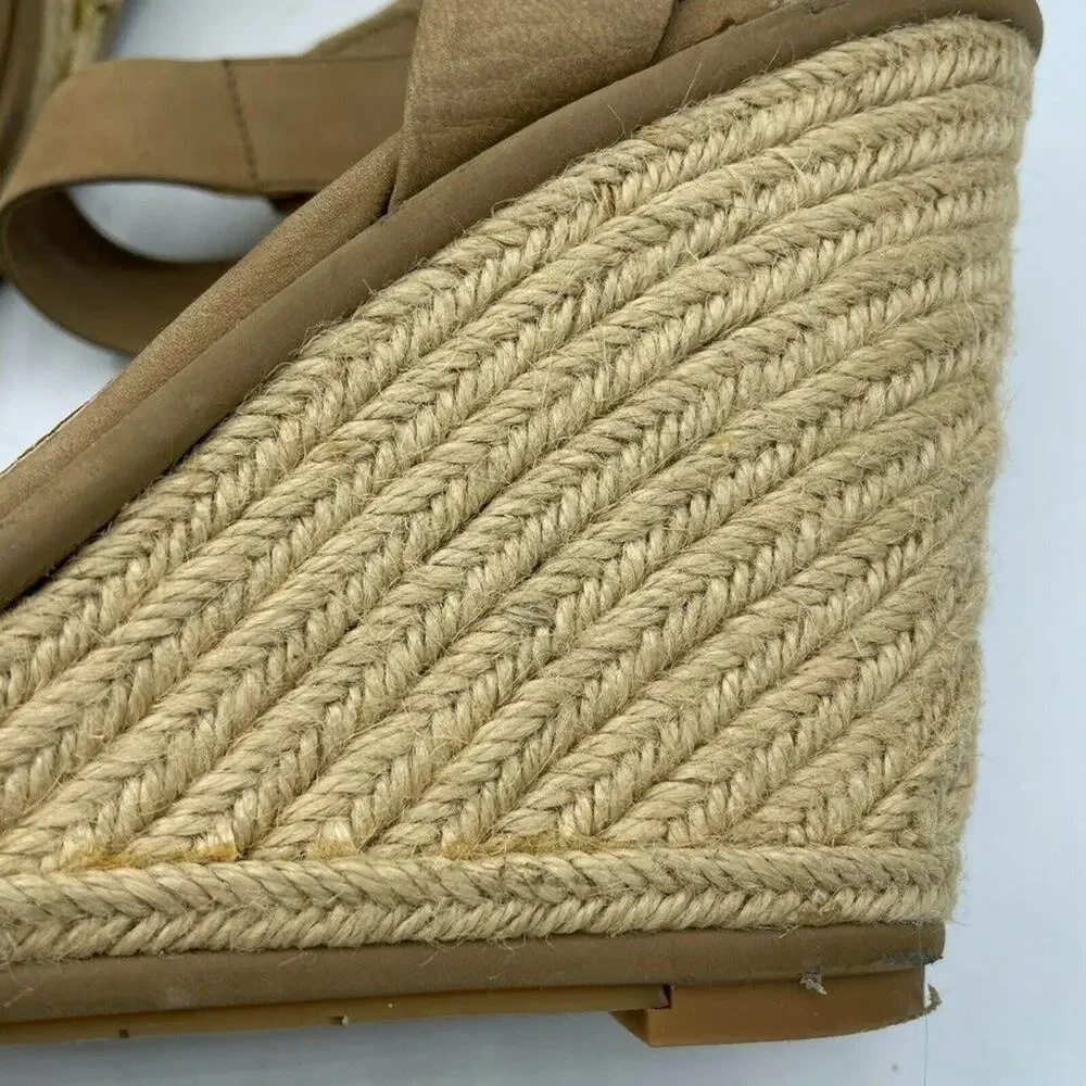 Dolce Vita Brown Leather Espadrille Wedge Sandals Womens 10 Heels Beachy Summer